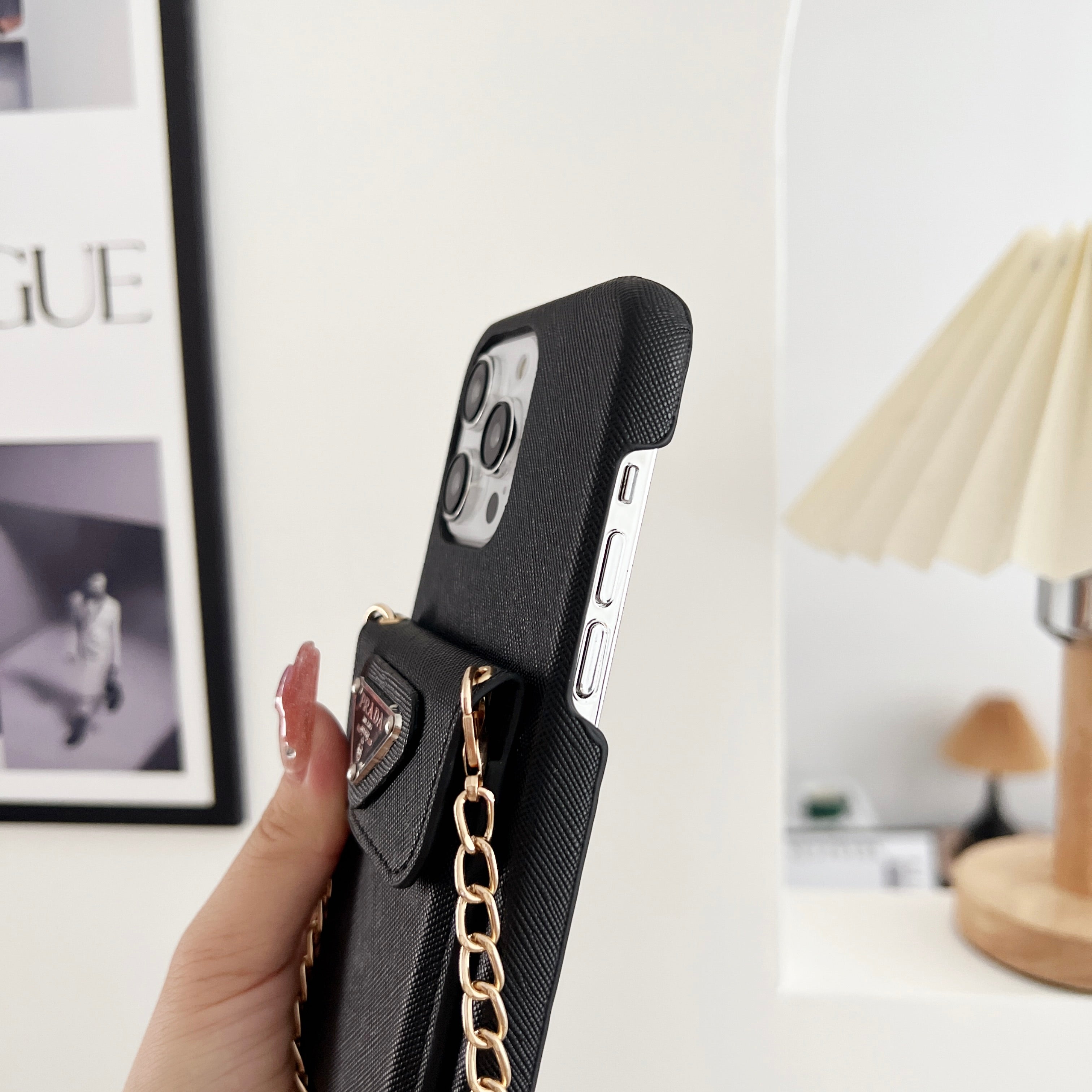 PR iPhone Case With Wallet And Strap Black -SlK240403-GTOCASE