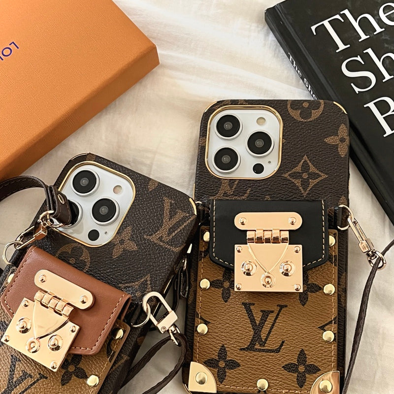 Monogram iPhone Case With Card Holder and Strap Black-QBS240113-GTOCASE