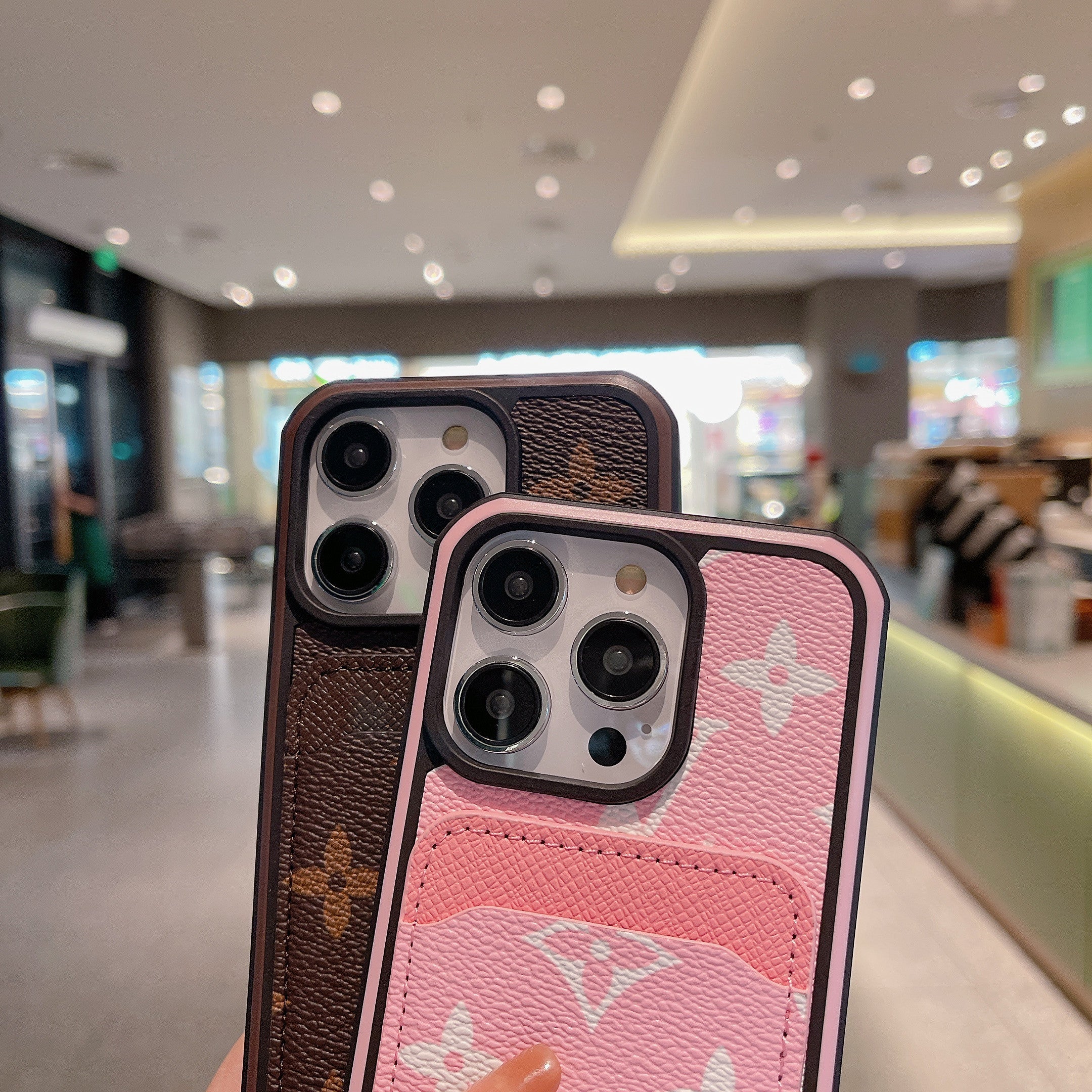Monogram iPhone Case With Card Holder Big Printing -ZP241107-GTOCASE