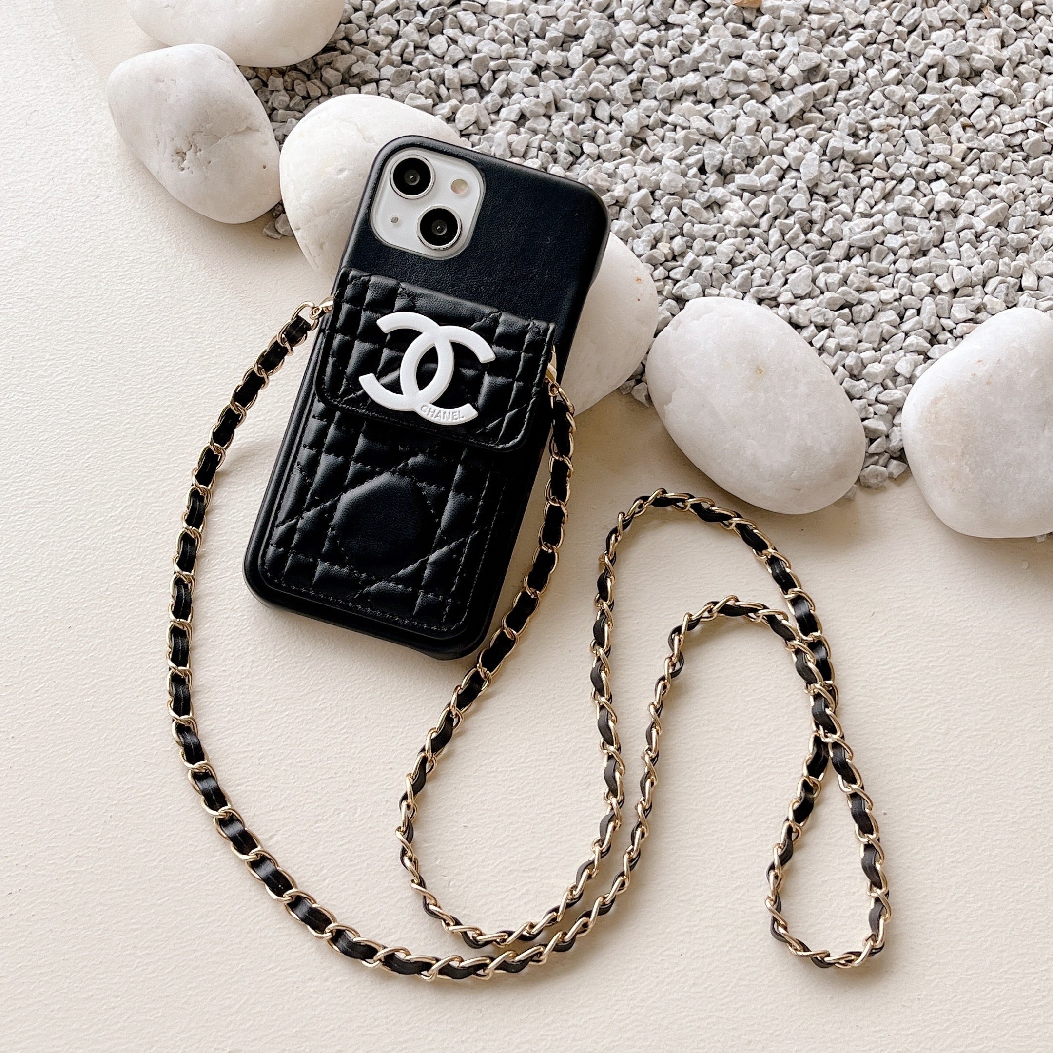 CC iPhone Case With Wallet And Strap Black -GS241602-GTOCASE
