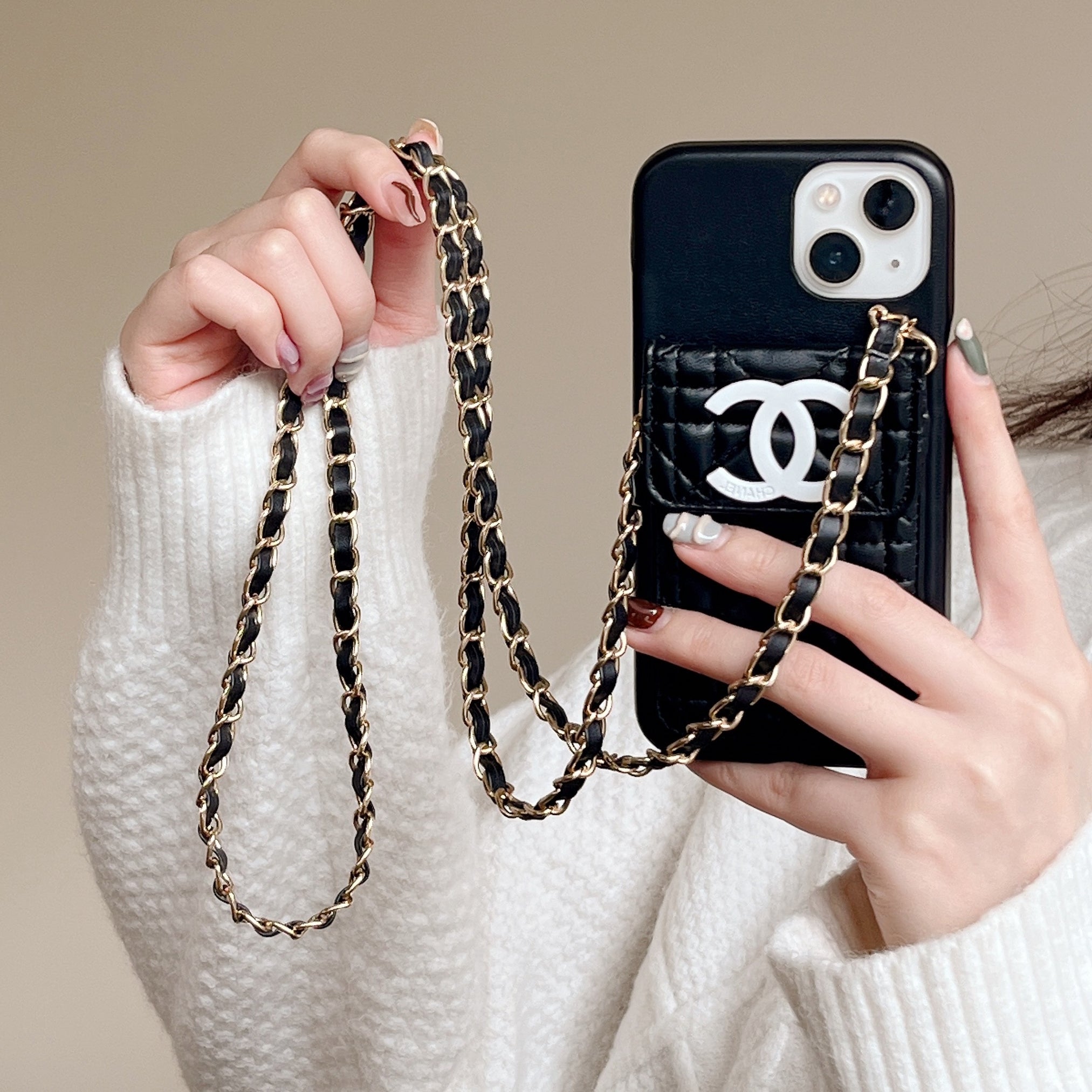 CC iPhone Case With Wallet And Strap Black -GS241602-GTOCASE