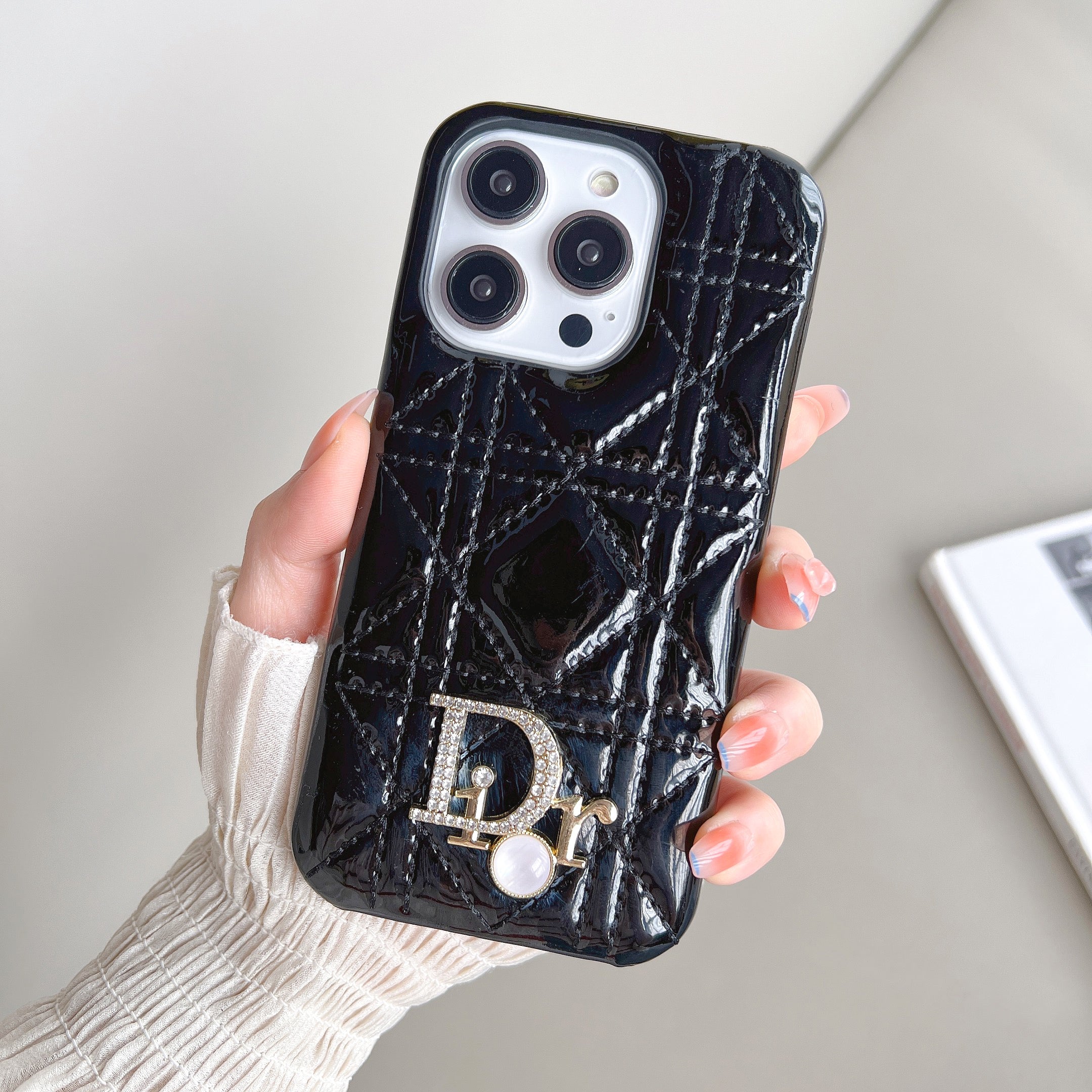  CD iPhone Case Leather Black-WJ240513-GTOCASE