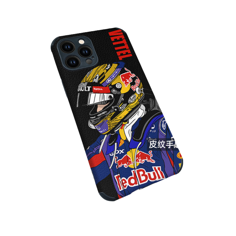 iPhone 16 Pro Max Case - Red Bull  Leather Texture Anti-Slip Full Cover - Vettel Series I