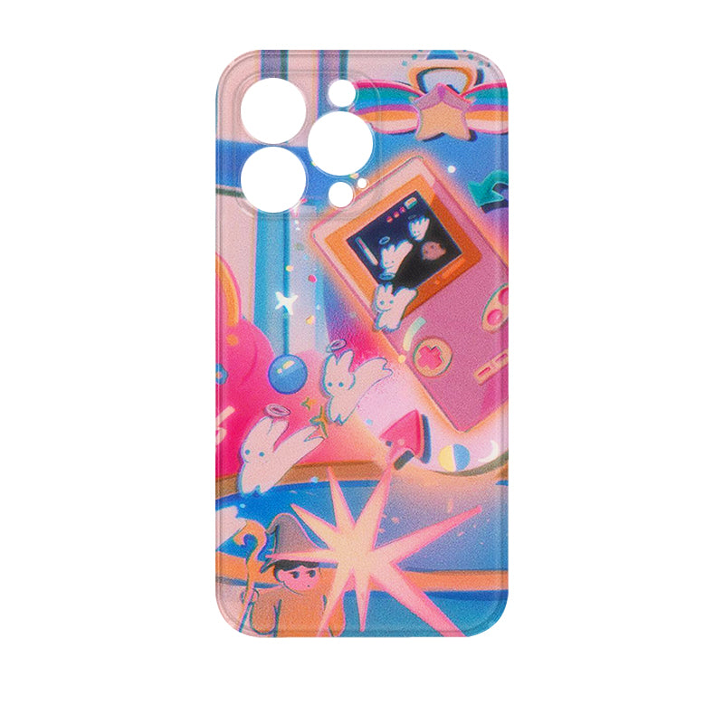 Y2K Aesthetic iPhone 16/15/14/13/12 Max Pro Max Case - Shockproof Glass Cover with Retro Vaporwave Design