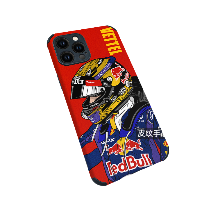 iPhone 16 Pro Max Case - Red Bull  Leather Texture Anti-Slip Full Cover - Vettel Series I