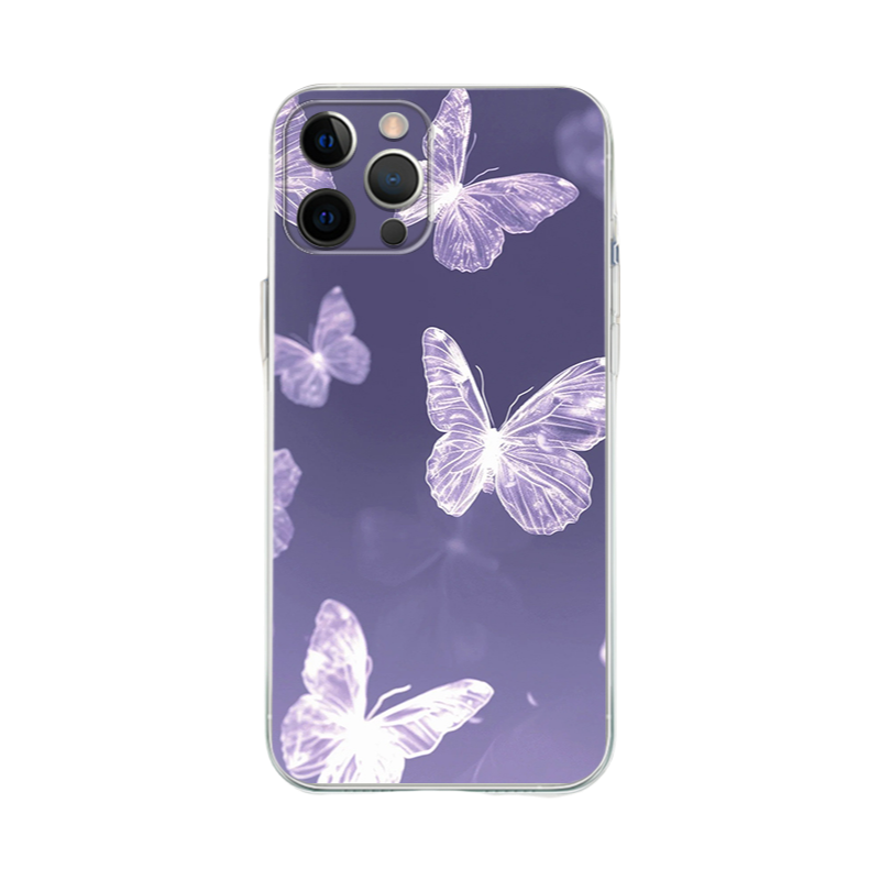 Y2K Aesthetic Purple Butterfly iPhone Case - Slim Yellowing-Resistant Shockproof Cover