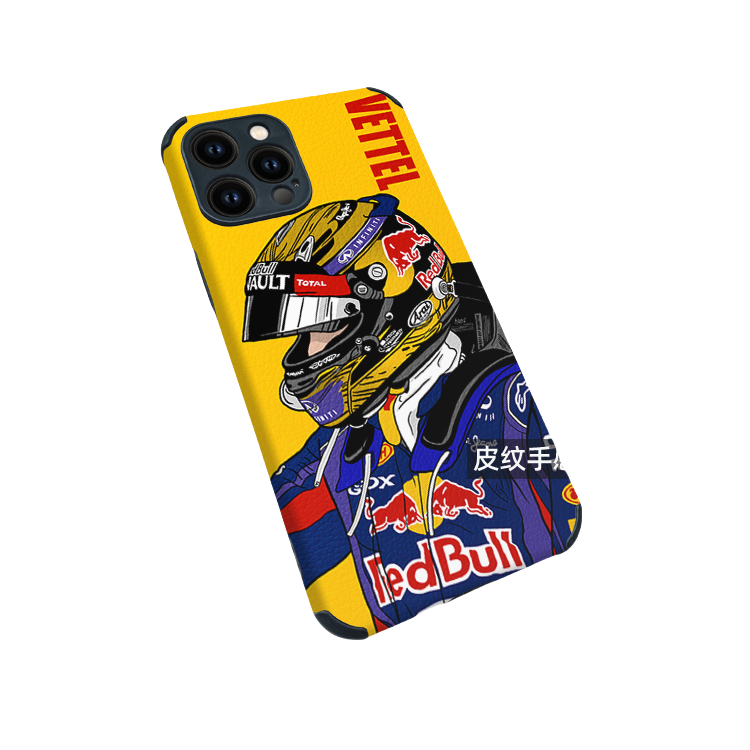iPhone 16 Pro Max Case - Red Bull  Leather Texture Anti-Slip Full Cover - Vettel Series I