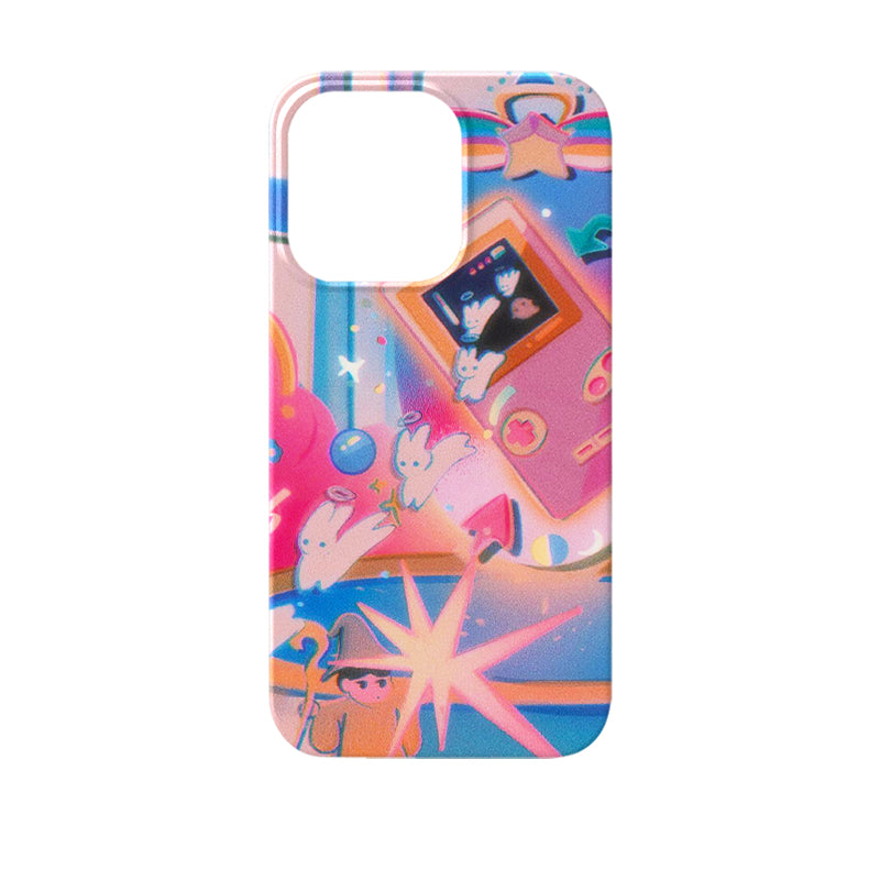 Y2K Aesthetic iPhone 16/15/14/13/12 Max Pro Max Case - Shockproof Glass Cover with Retro Vaporwave Design
