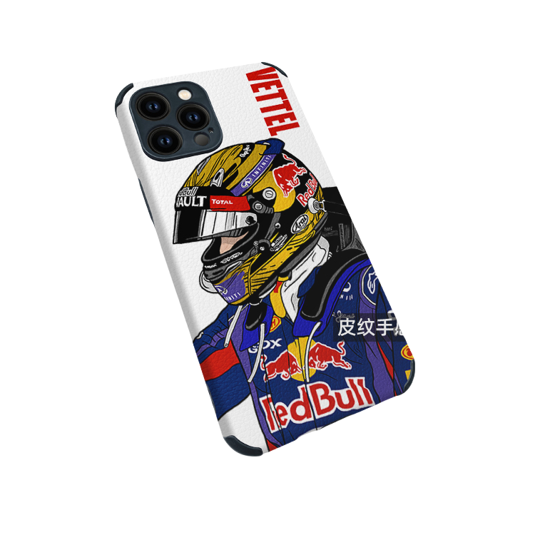 Vettel Red Bull  Leather Texture  Series II iPhone 16 Pro Max Case - Anti-Slip Full Wrap Protective Phone Cover