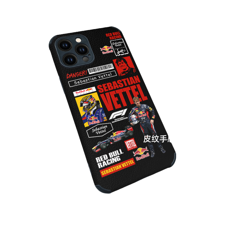 Vettel Red Bull  Leather Texture  Series II iPhone 16 Pro Max Case - Anti-Slip Full Wrap Protective Phone Cover