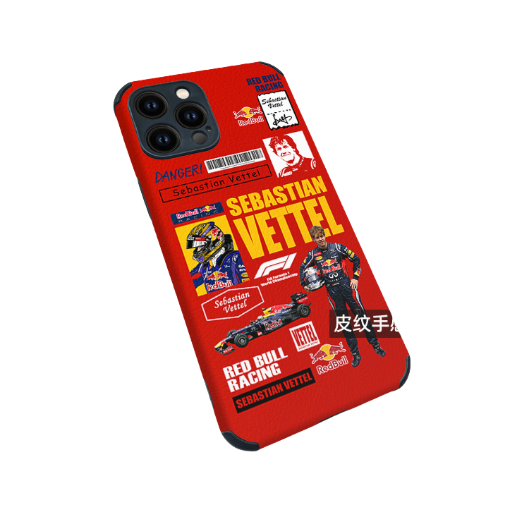 Vettel Red Bull  Leather Texture  Series II iPhone 16 Pro Max Case - Anti-Slip Full Wrap Protective Phone Cover