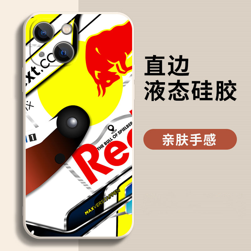 iPhone 16 Pro Max Case - Vintage White E/F/G/H Red Bull  Liquid Silicone Cover with Full Camera Protection & Soft Lining | Bull Team