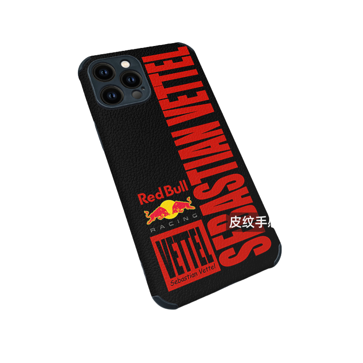 iPhone 16 Pro Max Case - Red Bull  Series  IV PU Leather Grip Cover, Anti-Slip Full Wrap Vettel Series III