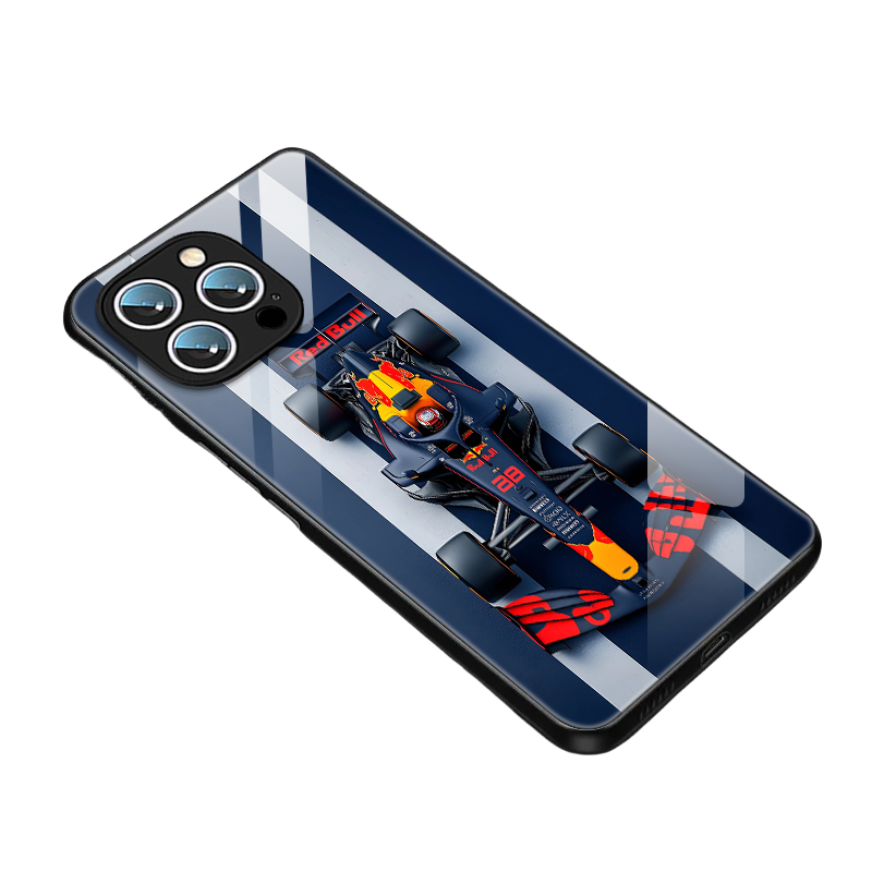 iPhone 16 Pro Max Case - Red Bull  Series  IV PU Leather Grip Cover, Anti-Slip Full Wrap Vettel Series III