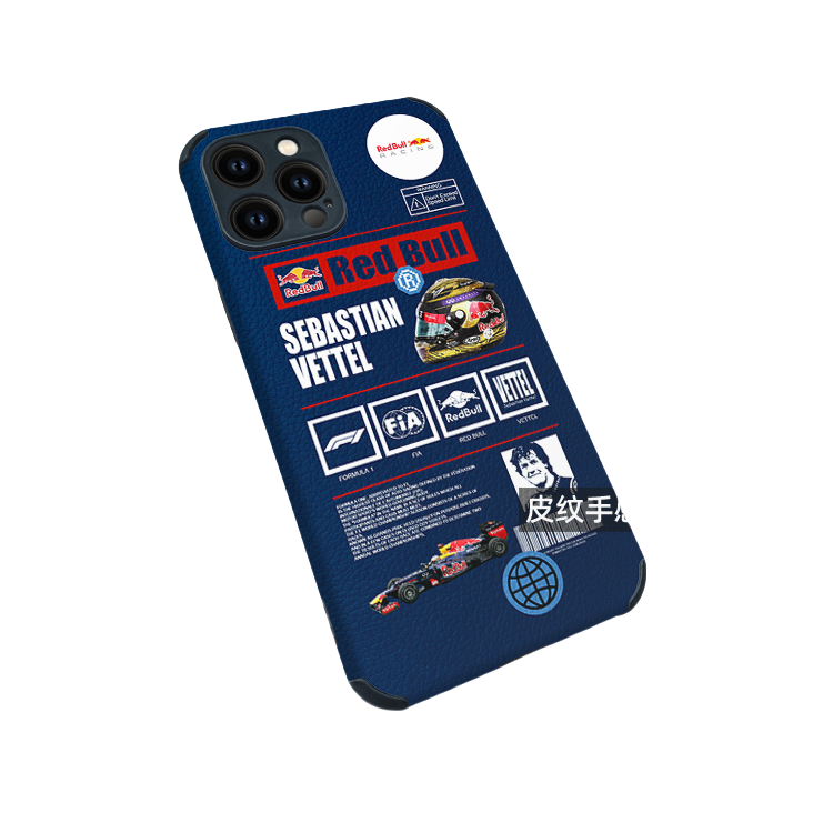 Vettel Red Bull  Leather Texture  Series V iPhone 16 Pro Max Case - Anti-Slip Full Edge Soft Cover