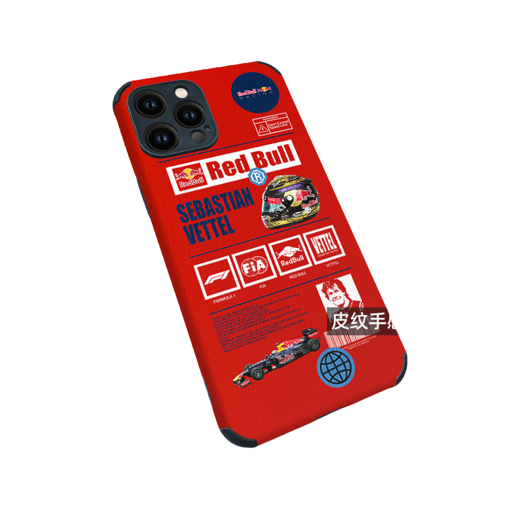 Vettel Red Bull  Leather Texture  Series V iPhone 16 Pro Max Case - Anti-Slip Full Edge Soft Cover