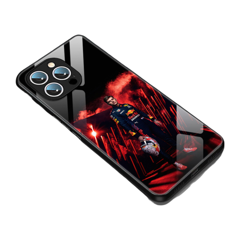 iPhone 16 Pro Max Hülle – MAX Verstappen 2025 Renndesign, Stil F/G/H/I Hartglasabdeckung für Fans, stylische und langlebige Handyhülle