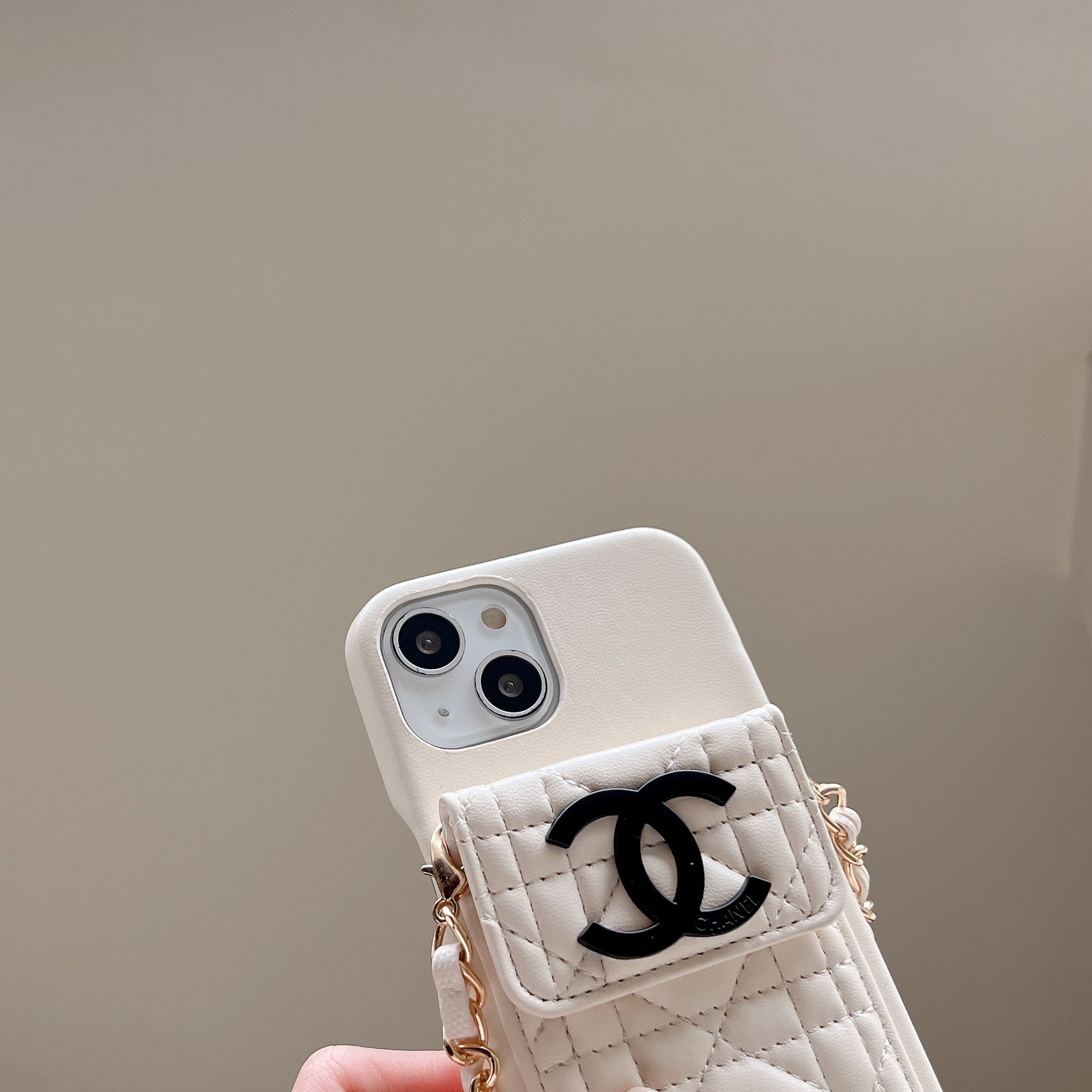 CC iPhone Case With Wallet And Strap White -GS241602-GTOCASE