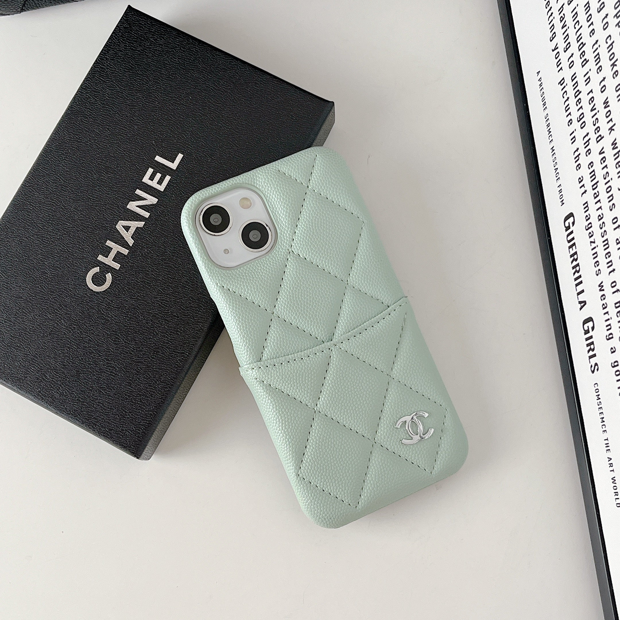 Leather CC Case With Crad Holder For iPhone Green -PZB240603-GTOCASE