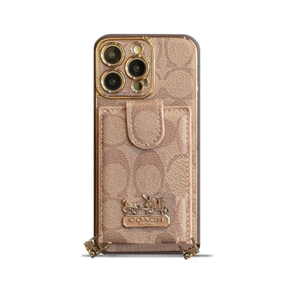 Leather CH Case With Wallet For iPhone And Strap For iPhone Coffee-LLB241737-GTOCASE