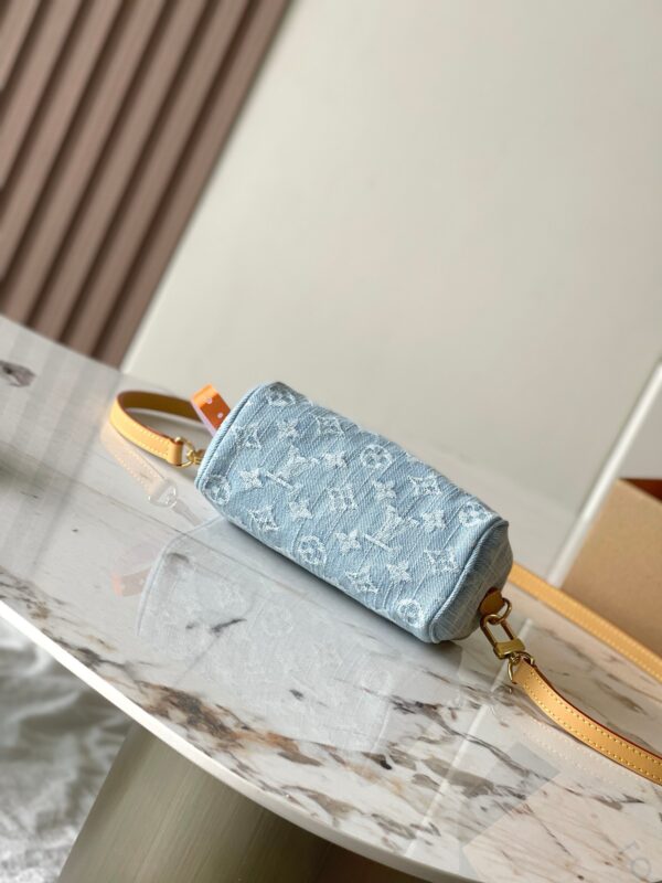 Nano Speedy Denim Bag | Vintage Washed Blue | Adjustable Crossbody