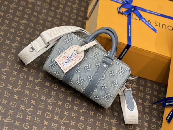 Vintage washed denim handbag