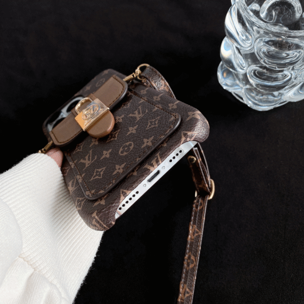 Monogram iPhone Case With Card Holder and Strap Brown-ZST231113-GTOCASE
