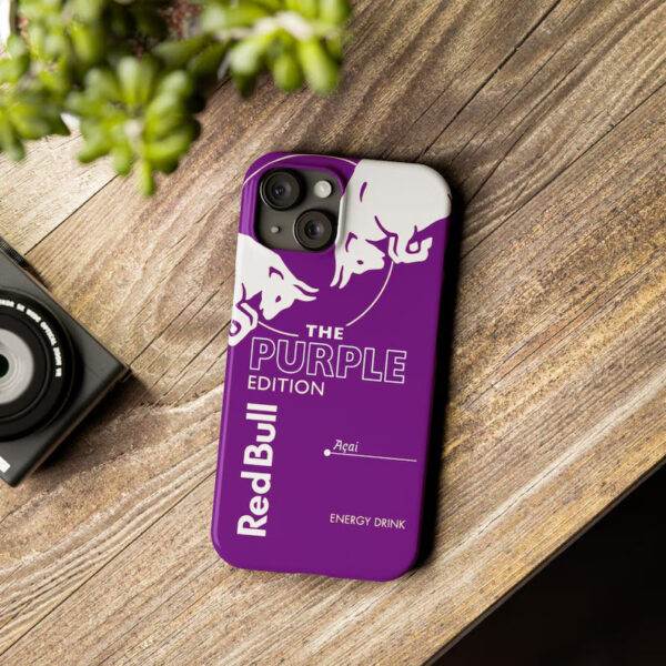 Vibrant Red Bull design iPhone 12 case with scratch-resistant gloss finish, strong magnets for wireless charging, durable dual-layer cover