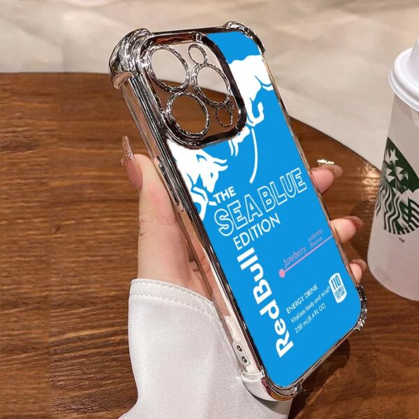 Fashionable Ocean Blue Red Bull shockproof case for iPhone 16 Pro Max - premium print with full functionality access